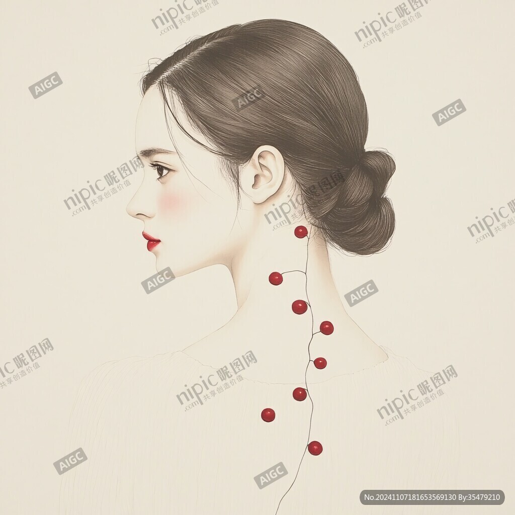 手绘女性侧脸