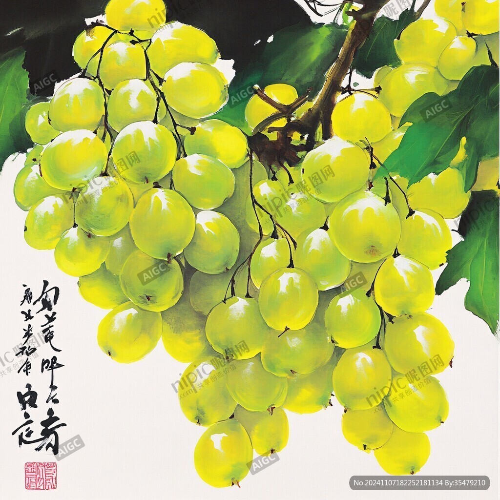 青提葡萄手绘
