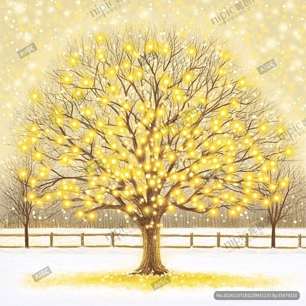 落满雪花的树木