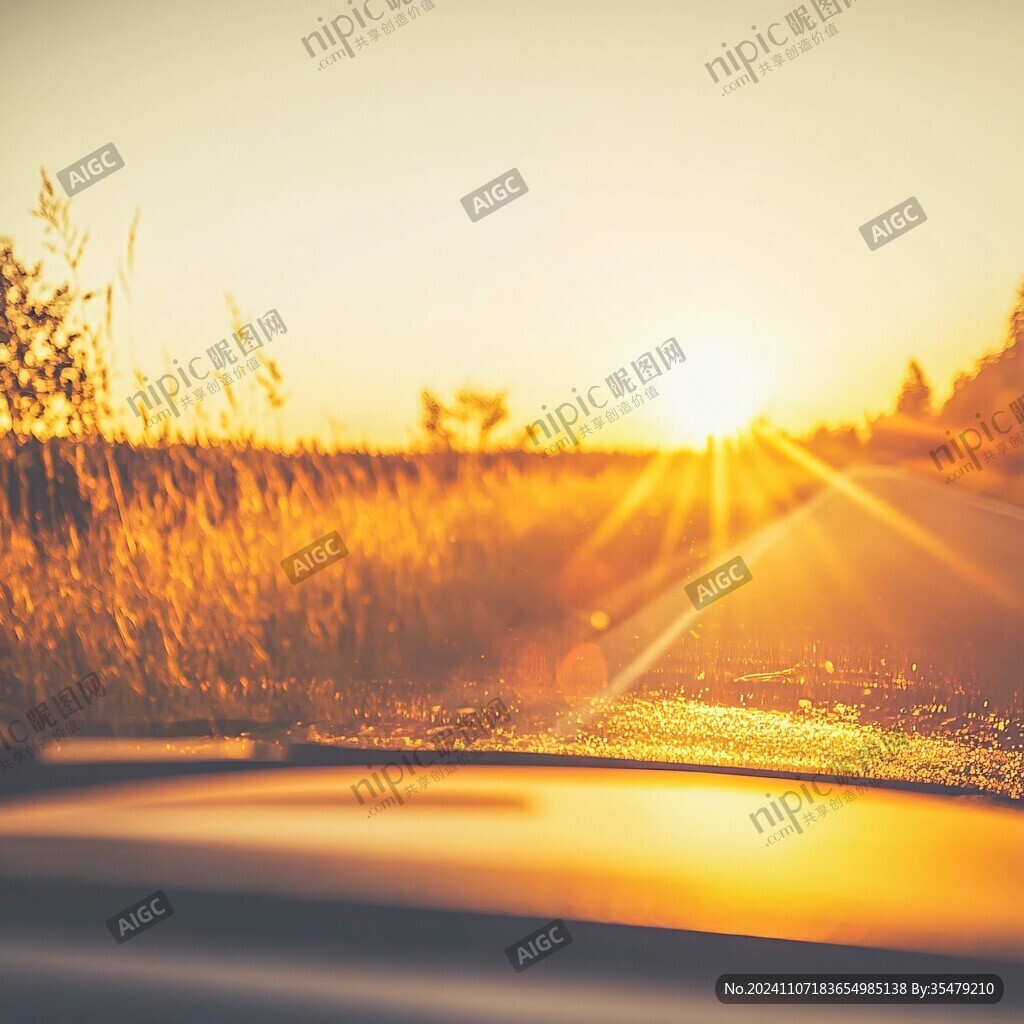 坐在车里看夕阳