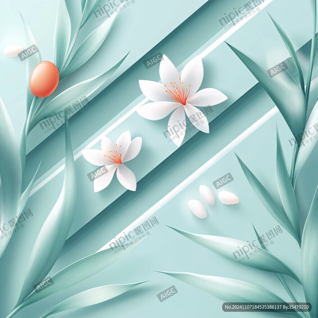 文艺花朵叶子扁平插画