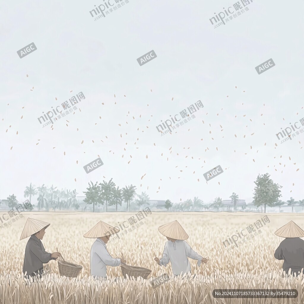 收麦子插画