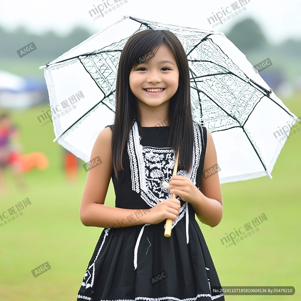 撑伞的苗族少女