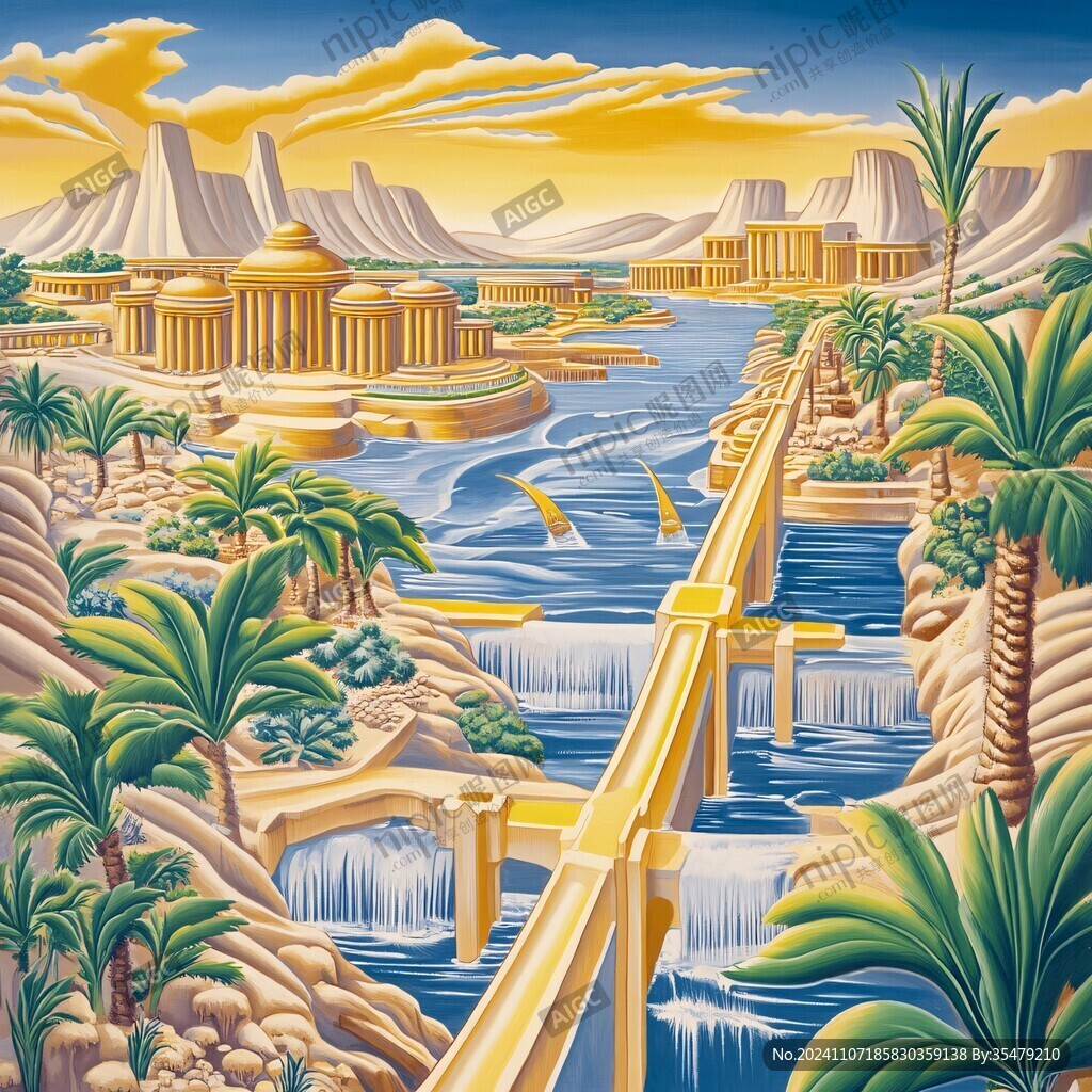 沙漠绿洲插画