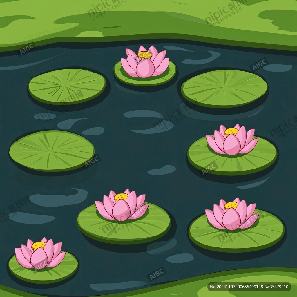 荷花池插画