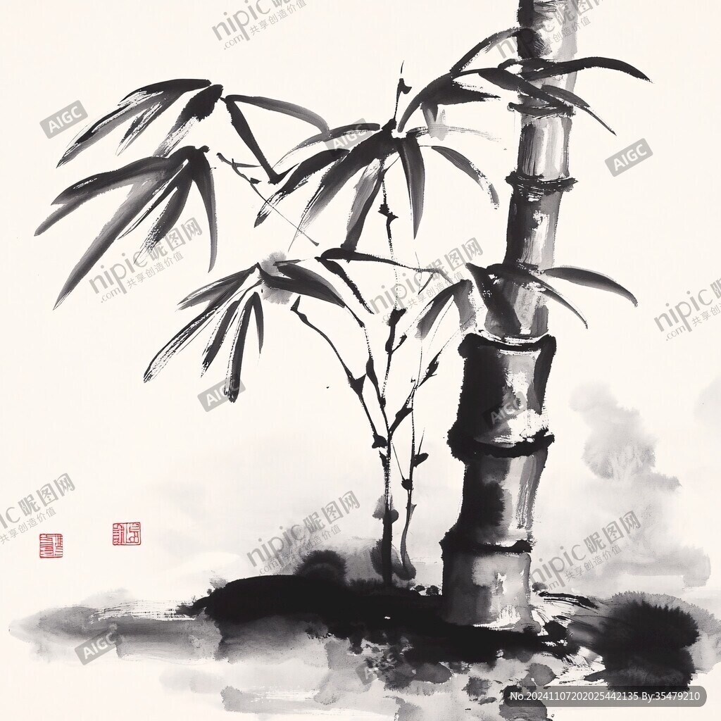 竹林水墨画