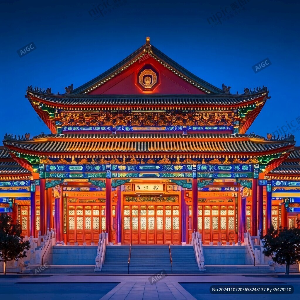 故宫西雁翅楼夜景