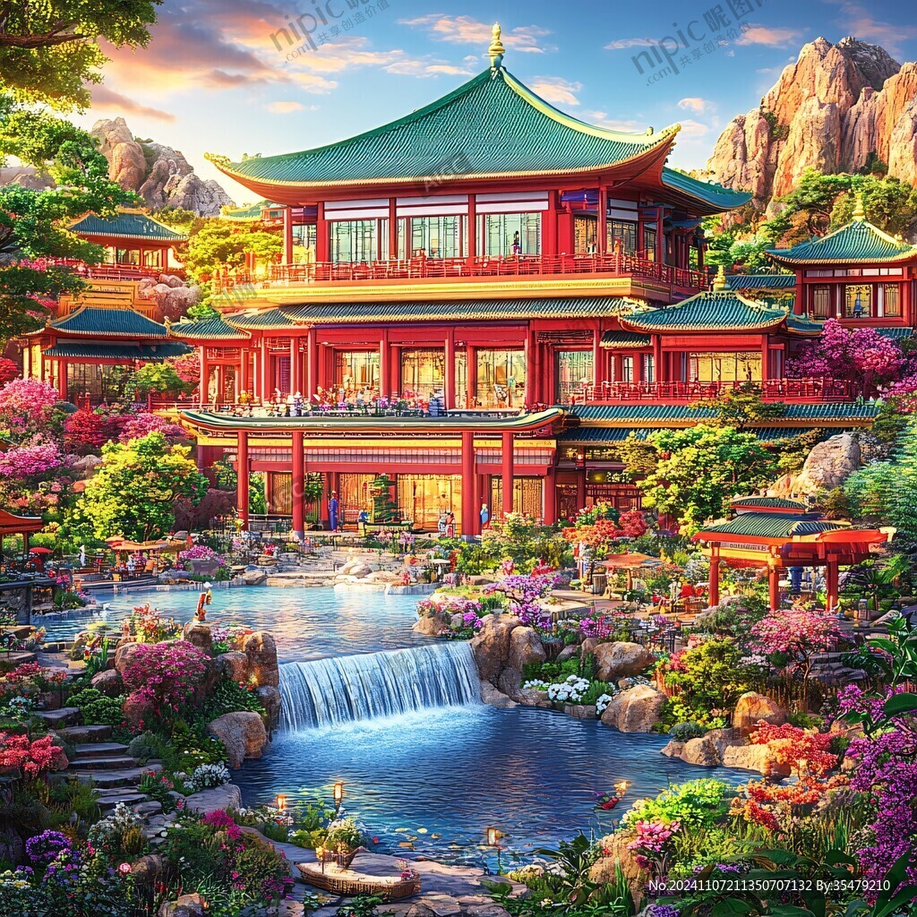 新中式楼阁皇宫山水