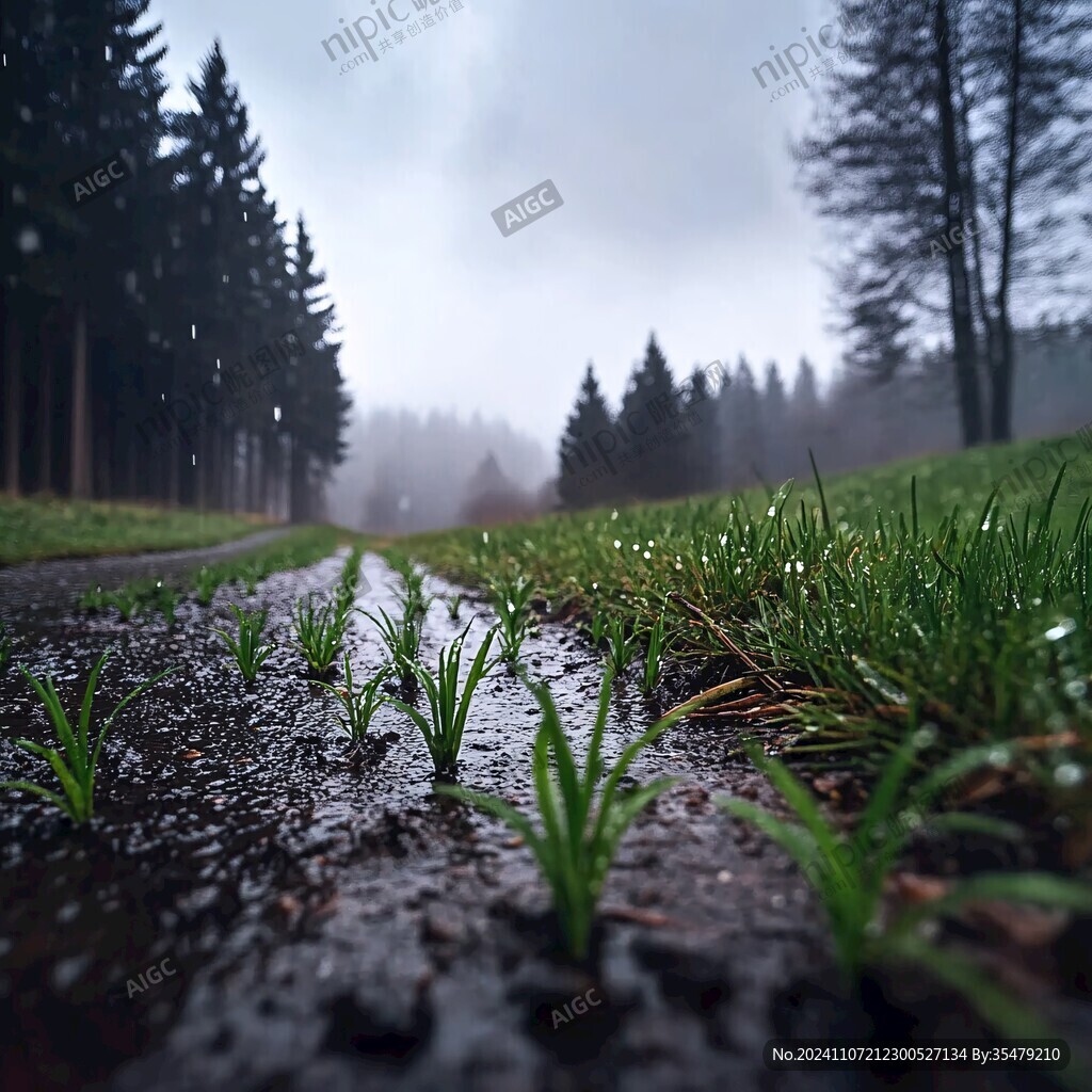 春雨松林