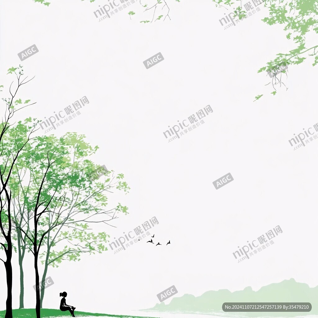 手绘绿色风景