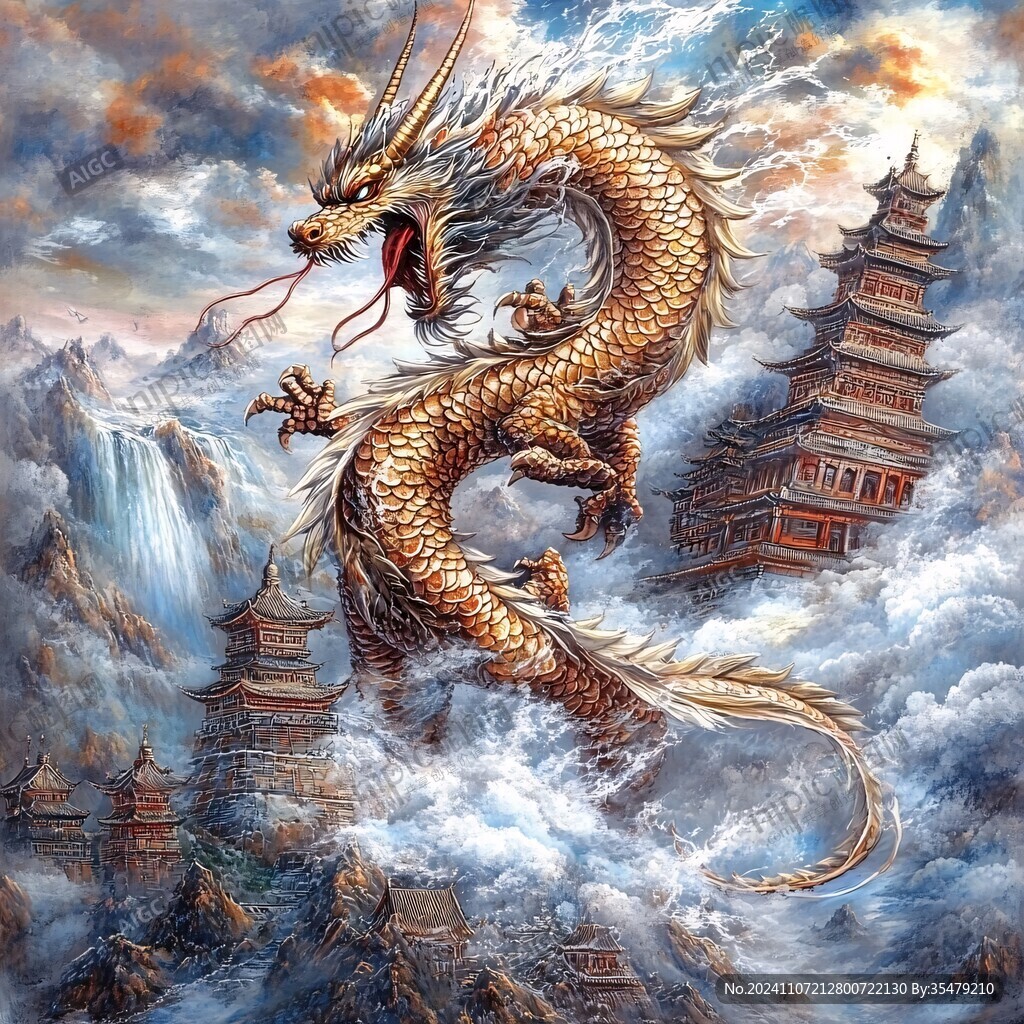高清龙壁画