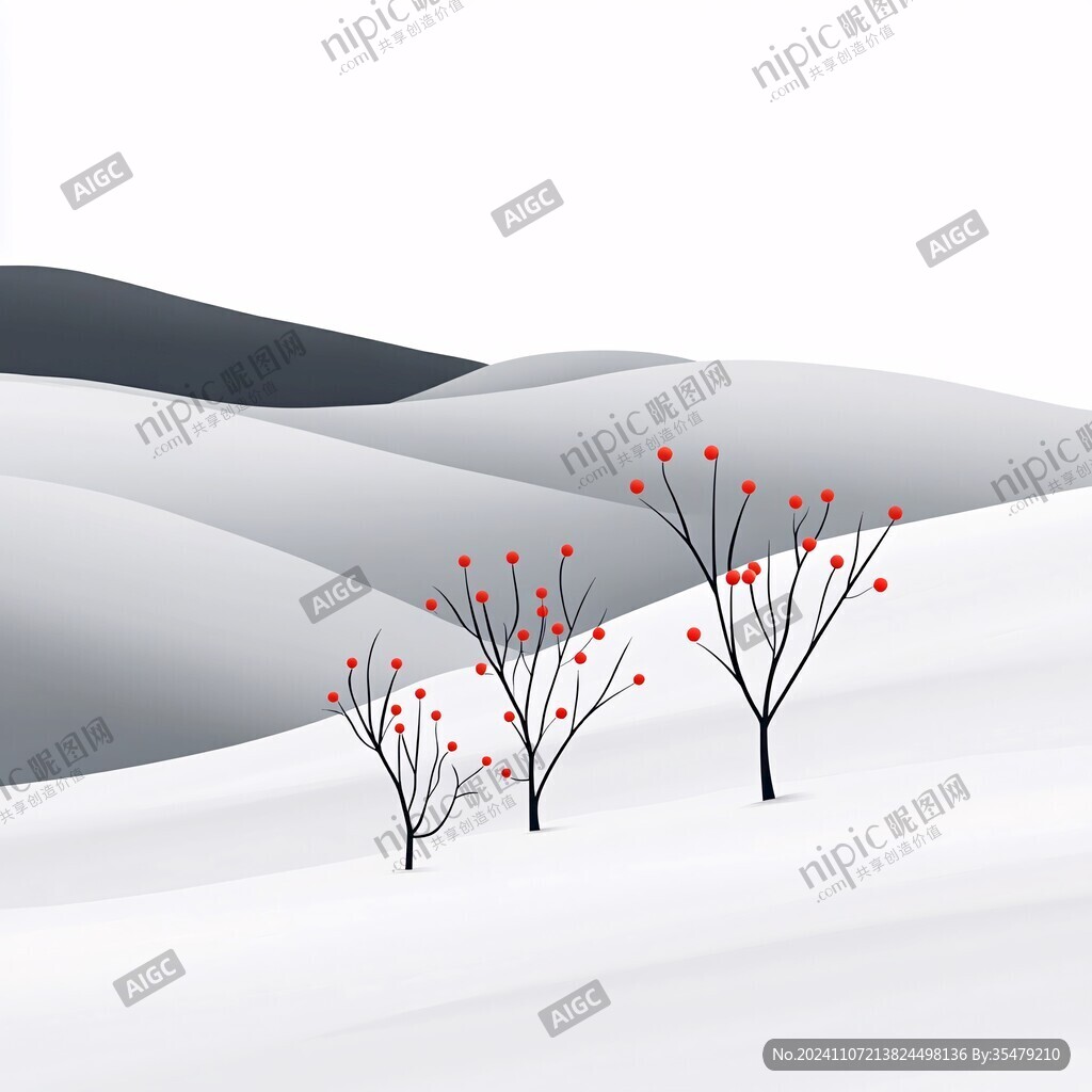 冬日山川风景插画