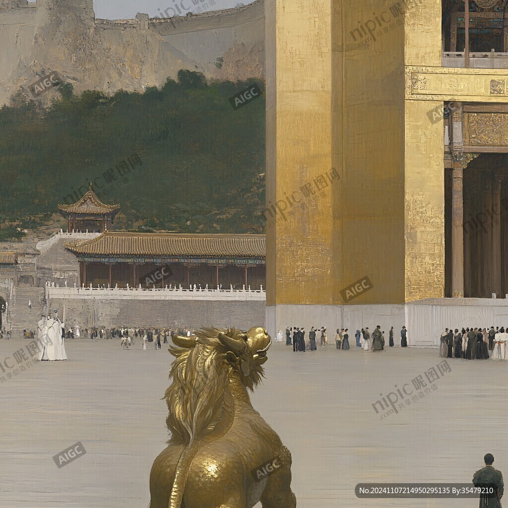 金色建筑金马到成功
