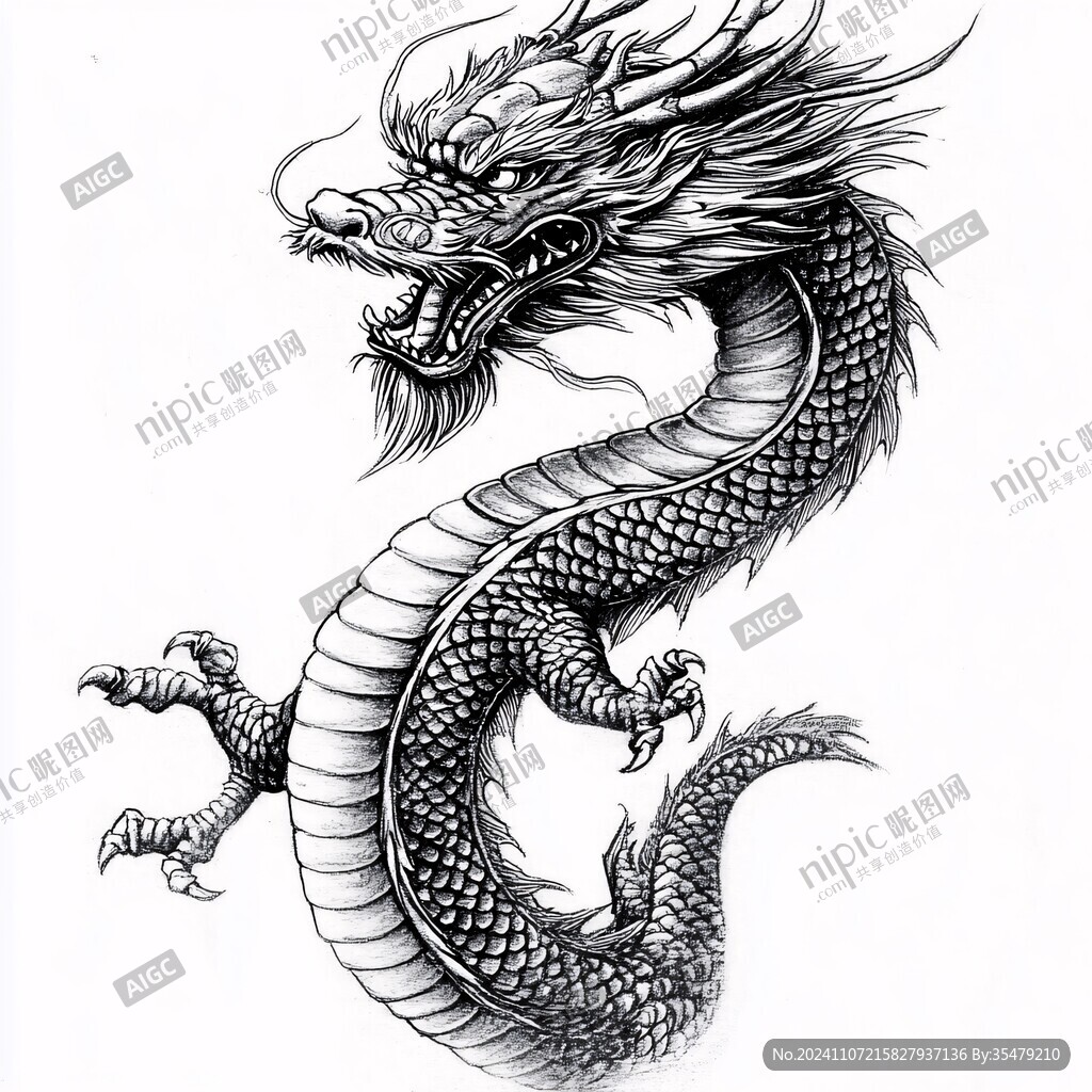 白描手绘龙