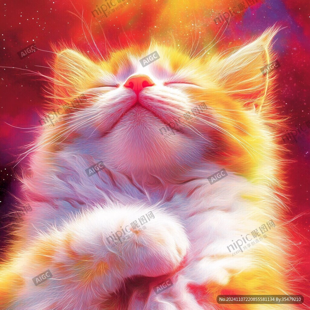 手绘猫眯装饰画