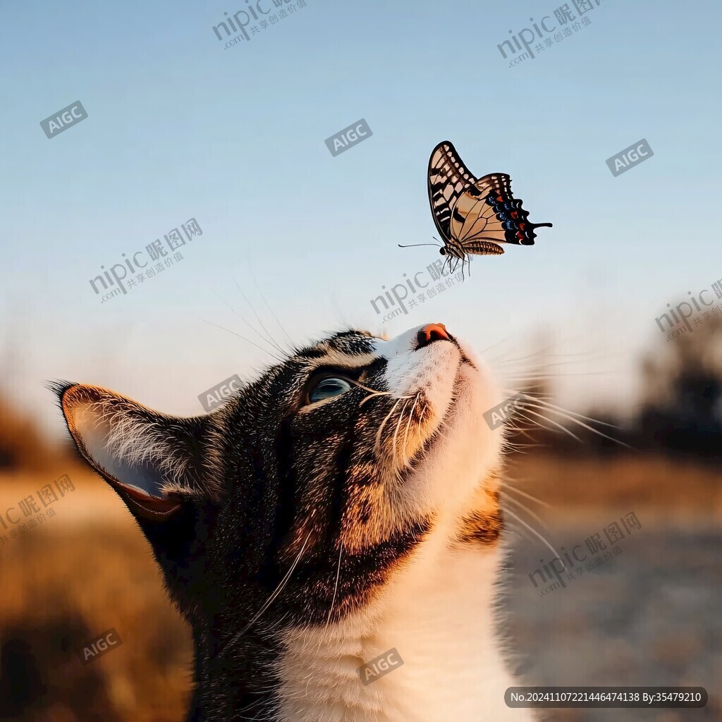 猫戏蝶