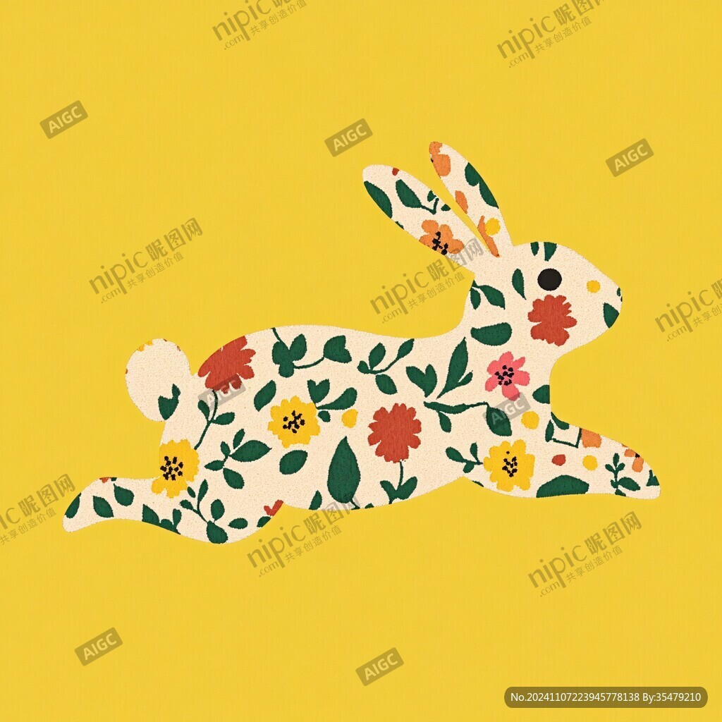 兔子植物碎花图案