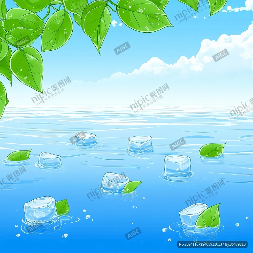 冰块手绘插画