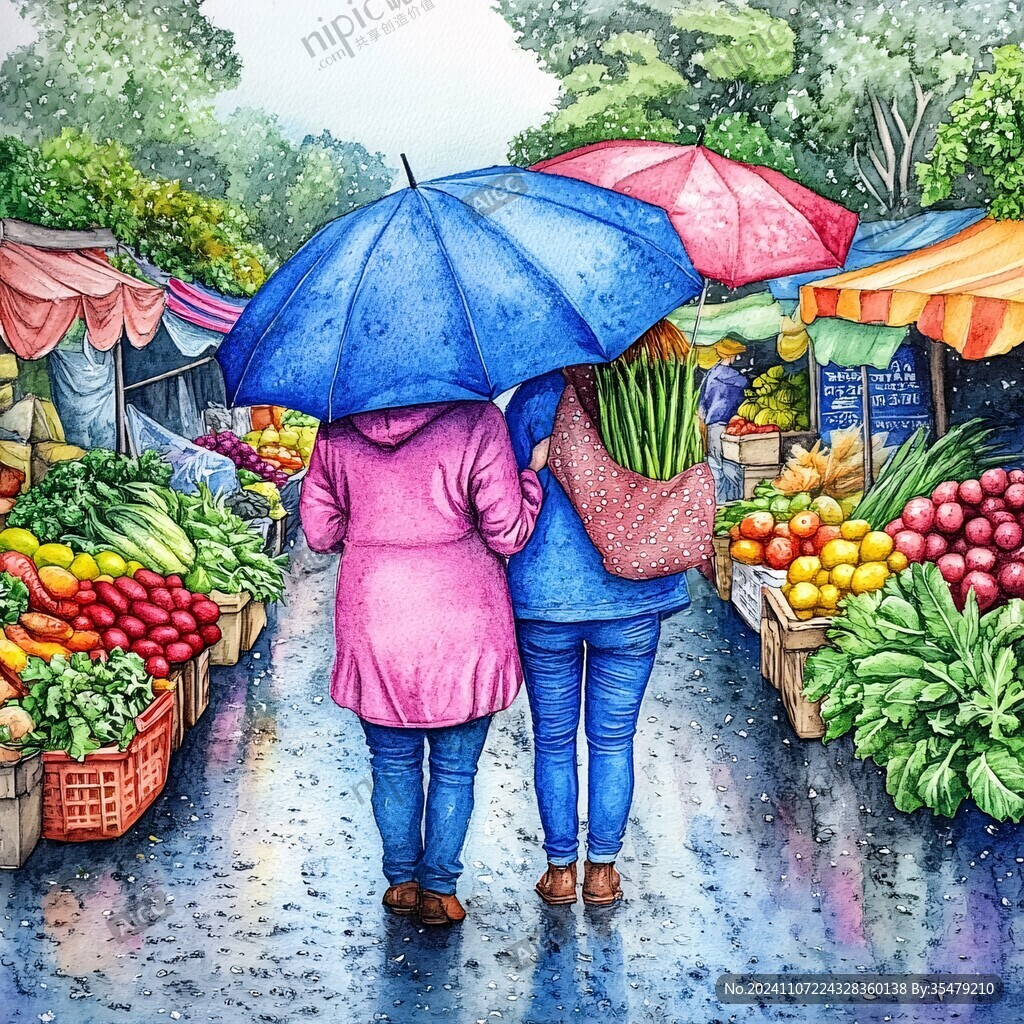 雨中农贸市场