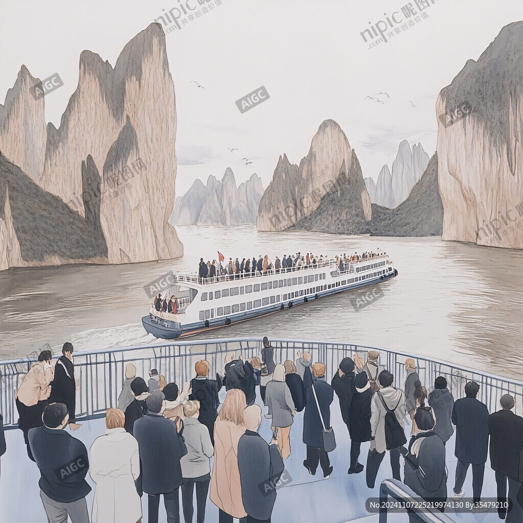 瞿塘峡插画