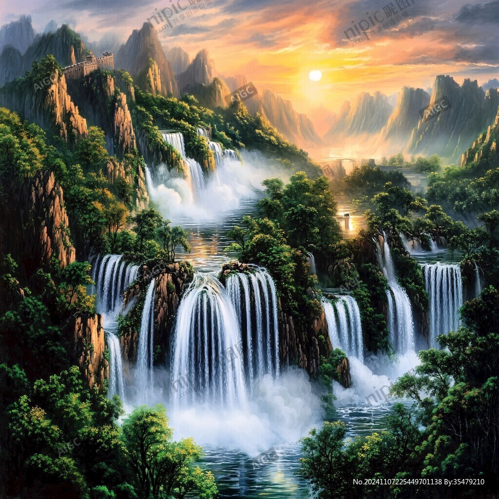 流水生财风景画