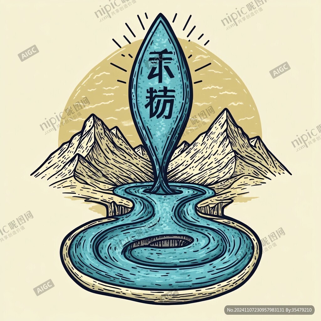 希望之泉地标插画
