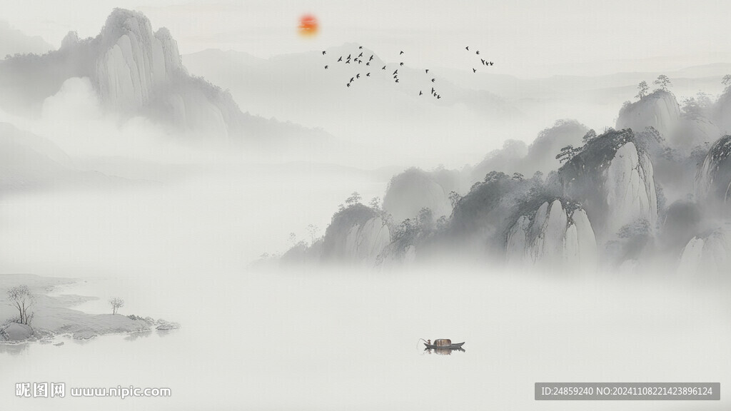 国画意境山水风景