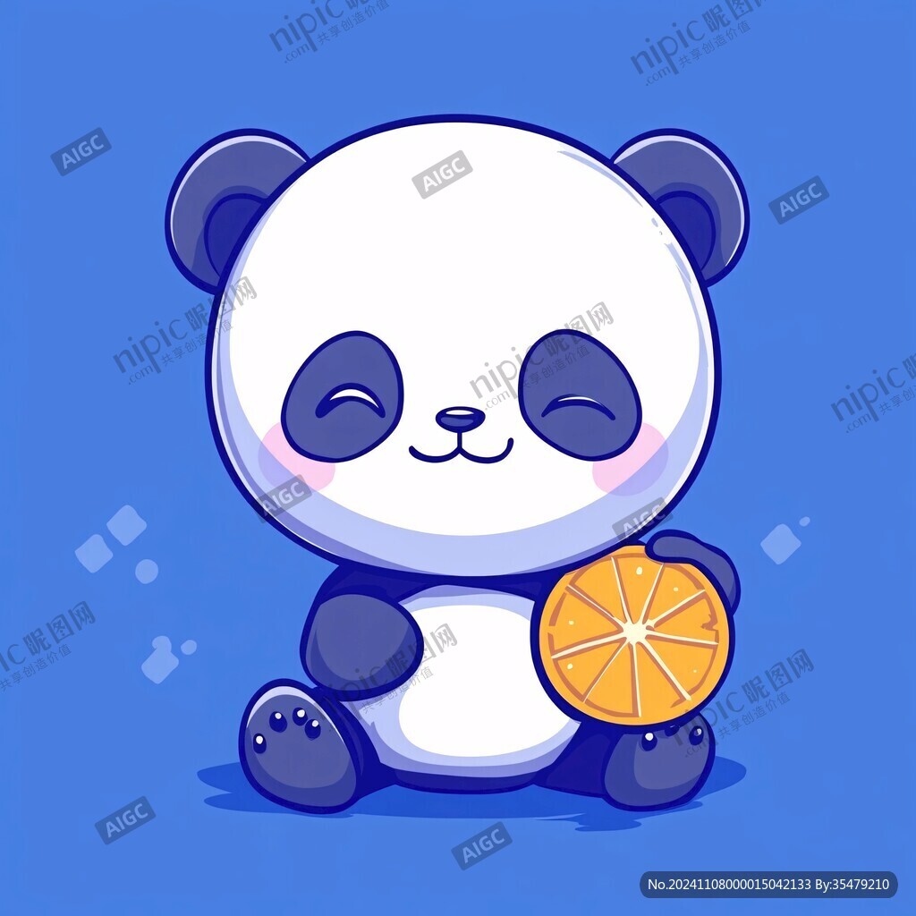 熊猫抱菠萝图案