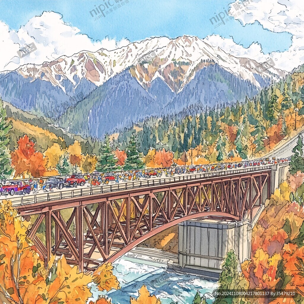 山间火车桥