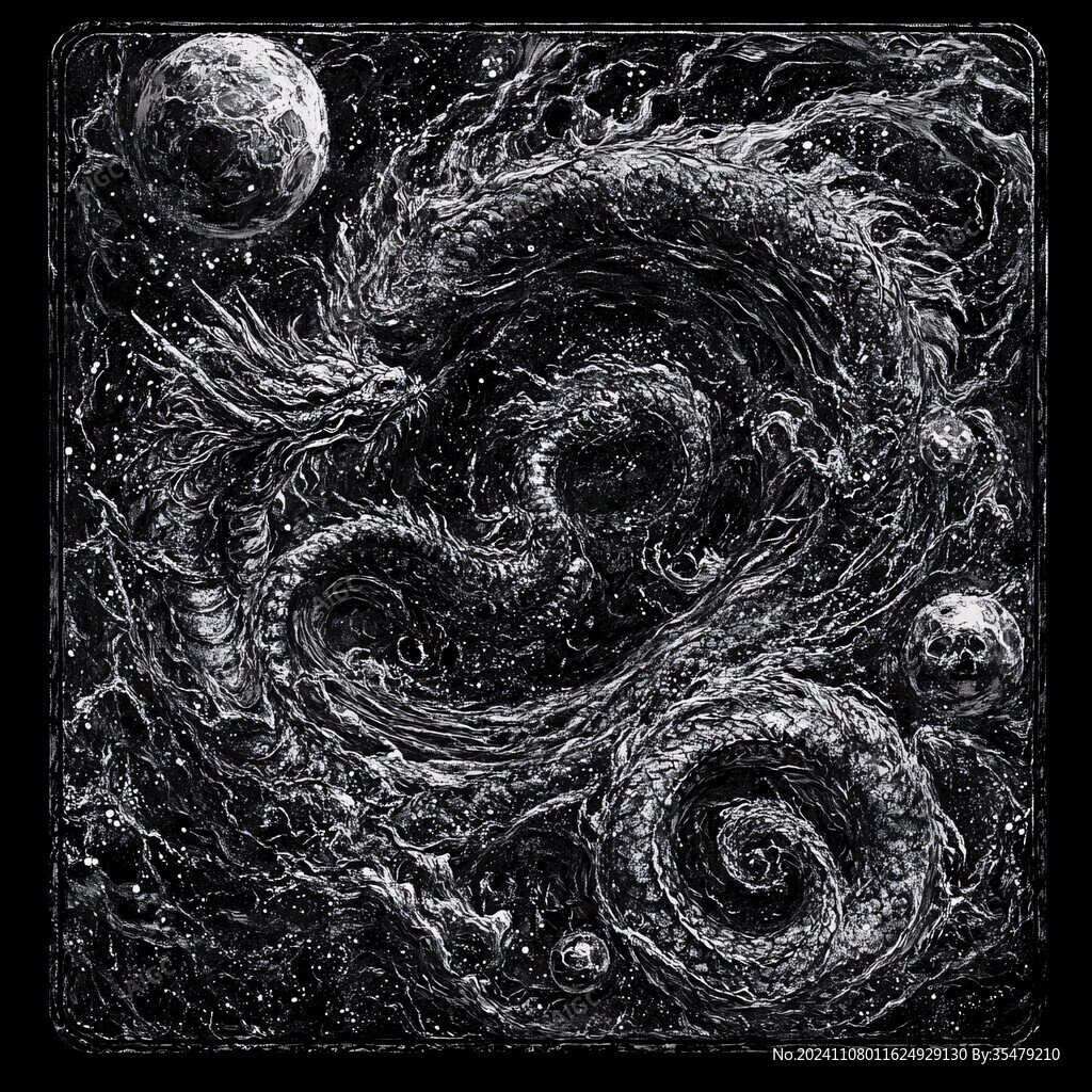 黑白流体画