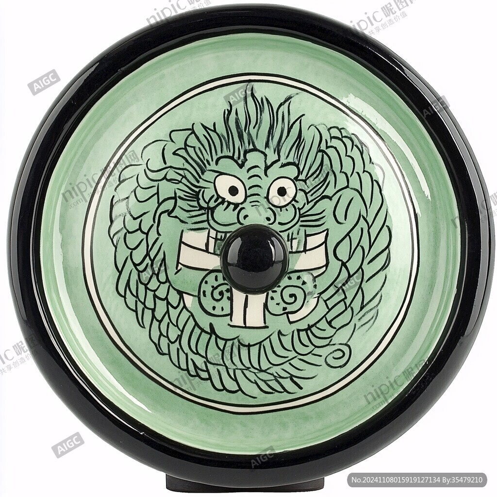 圆形卡通龙白龙青龙