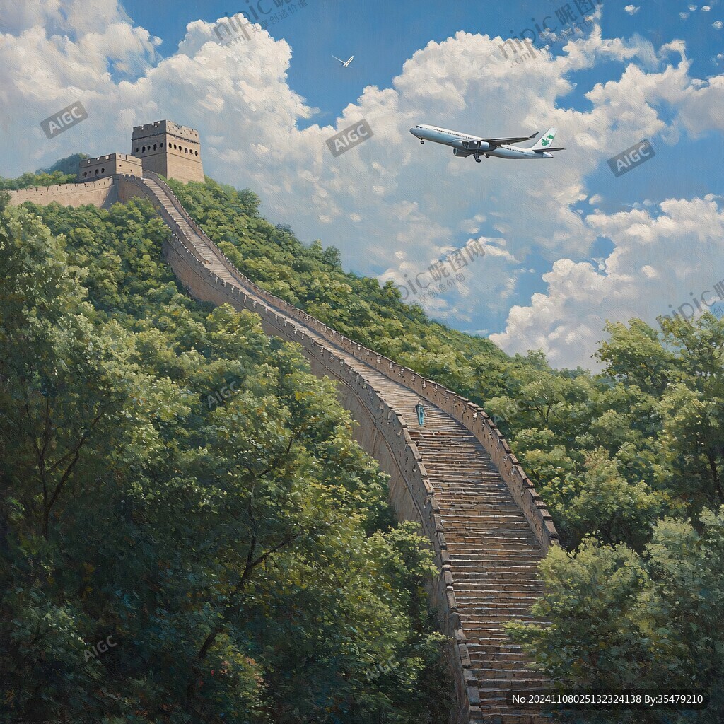 长城旅游工笔画