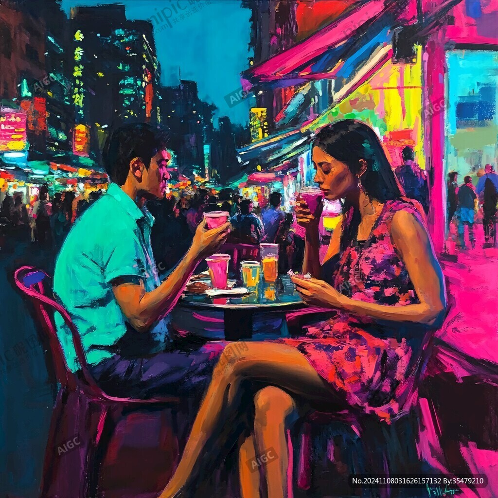 咖啡店油画
