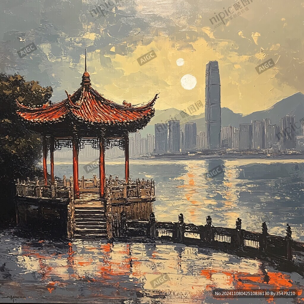 爱晚亭城市插画素材