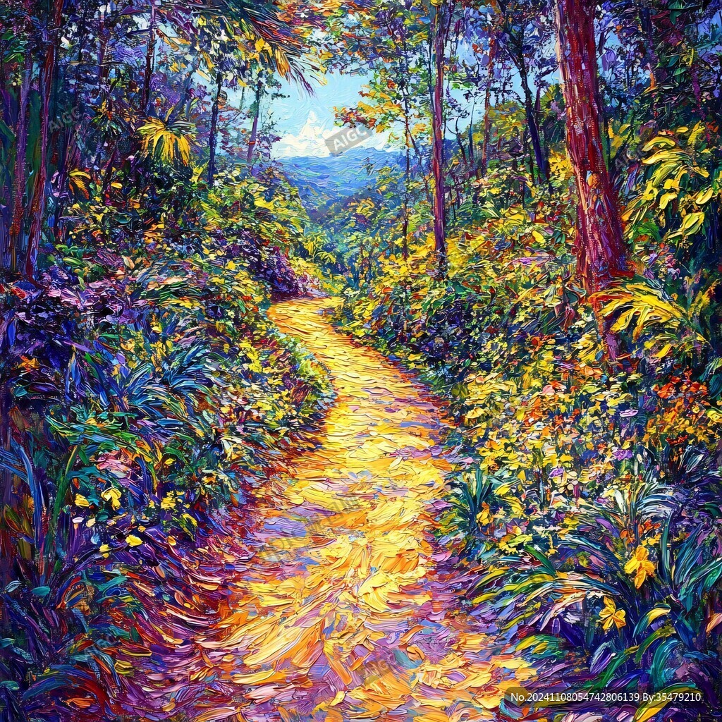 小路油画