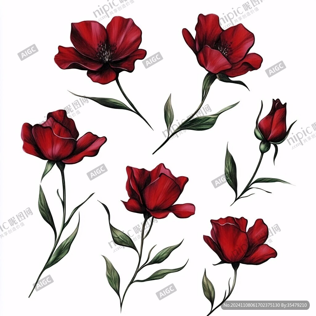 手绘小红花