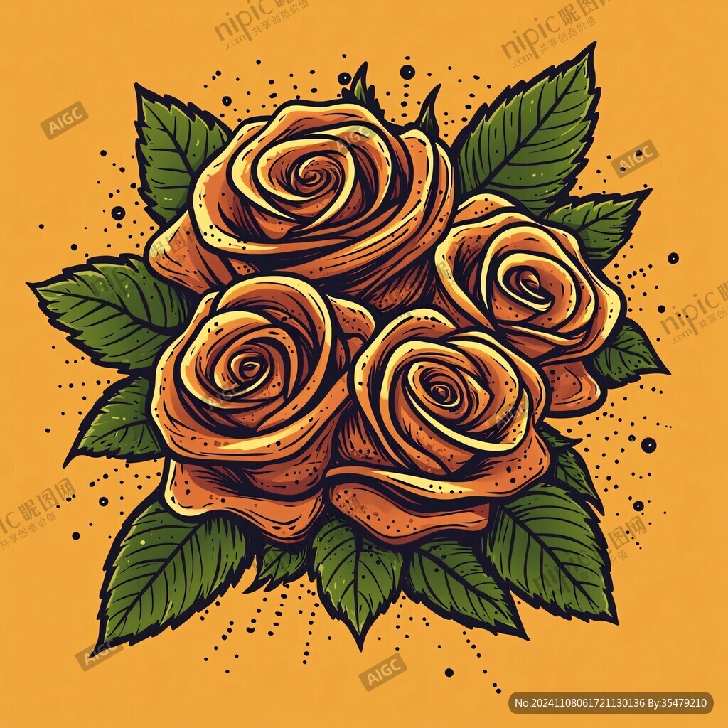 手绘玫瑰卷卷