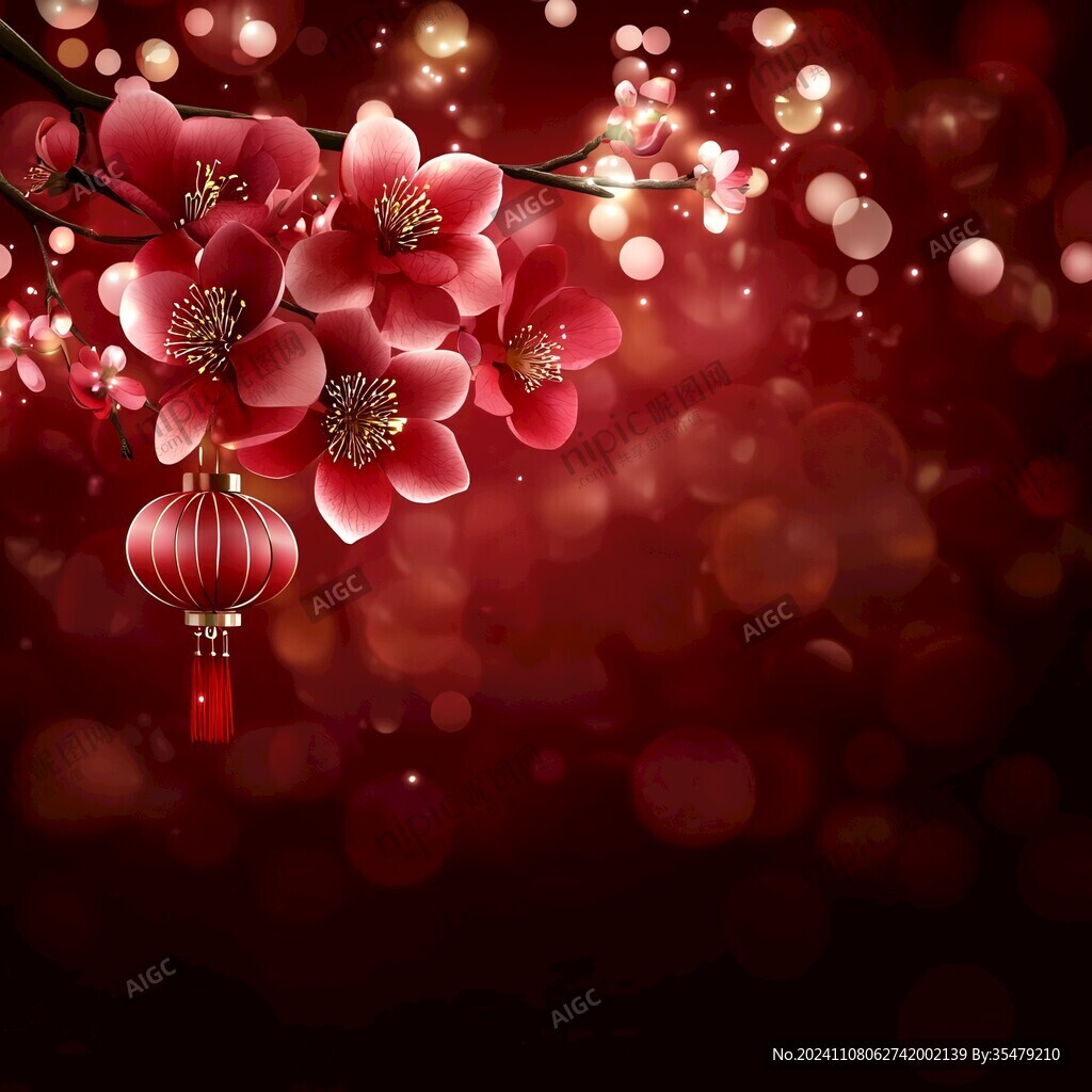 灯笼梅花背景图