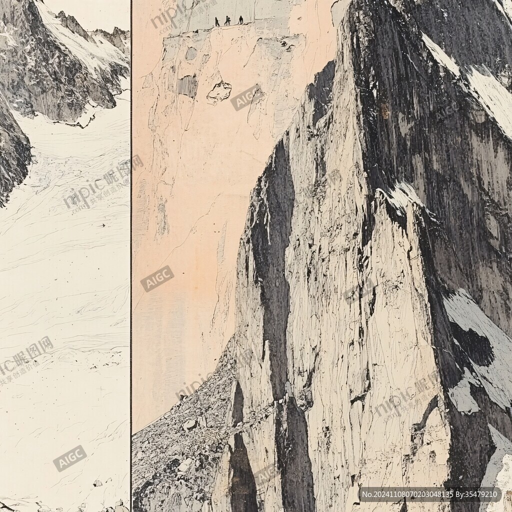 壁画电脑画山脉高山