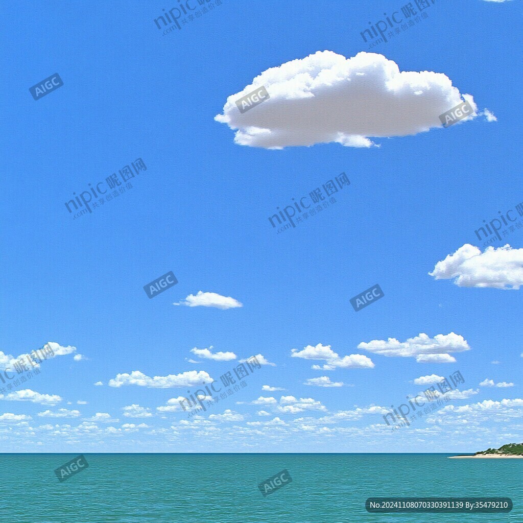 高清蓝天白云大海