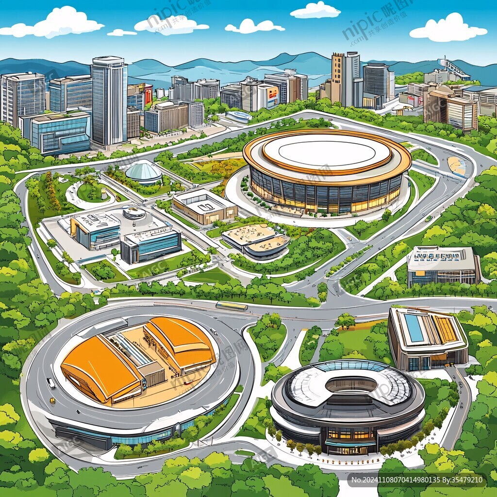 轻纺城体育中心插画