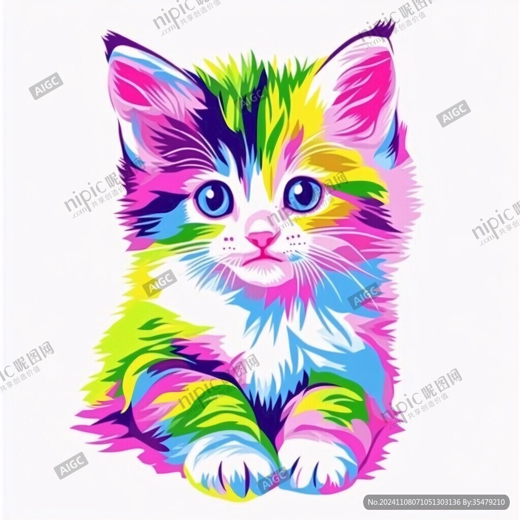 卡通小猫动物海报挂画
