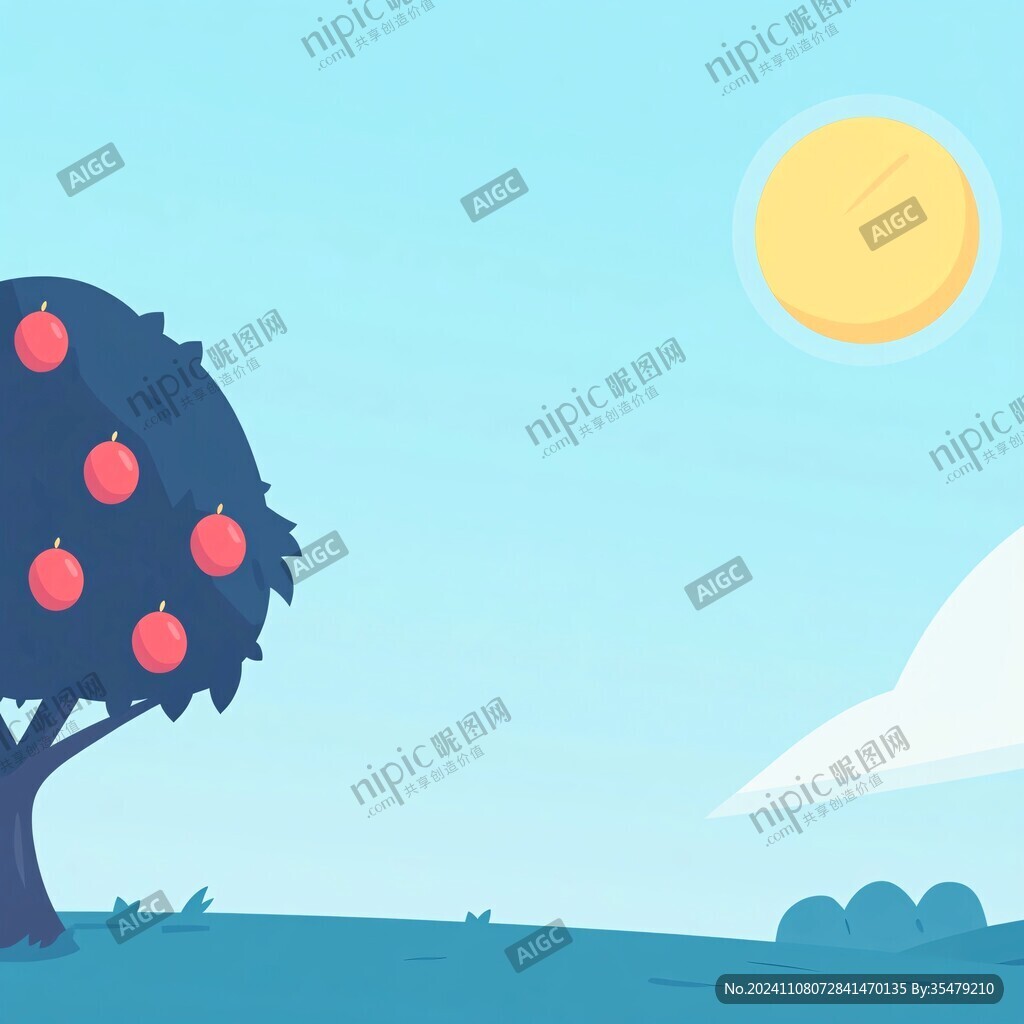 柿树背景插画