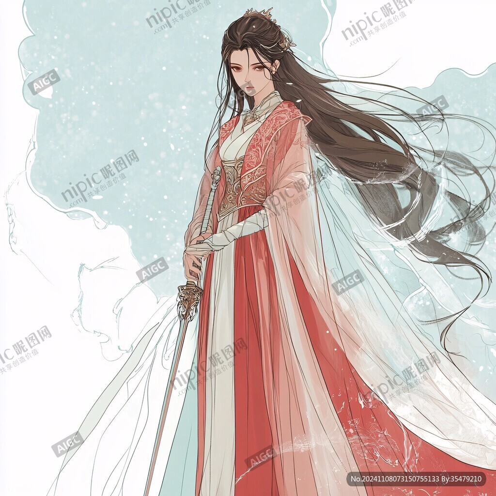 红衣少女设计古风