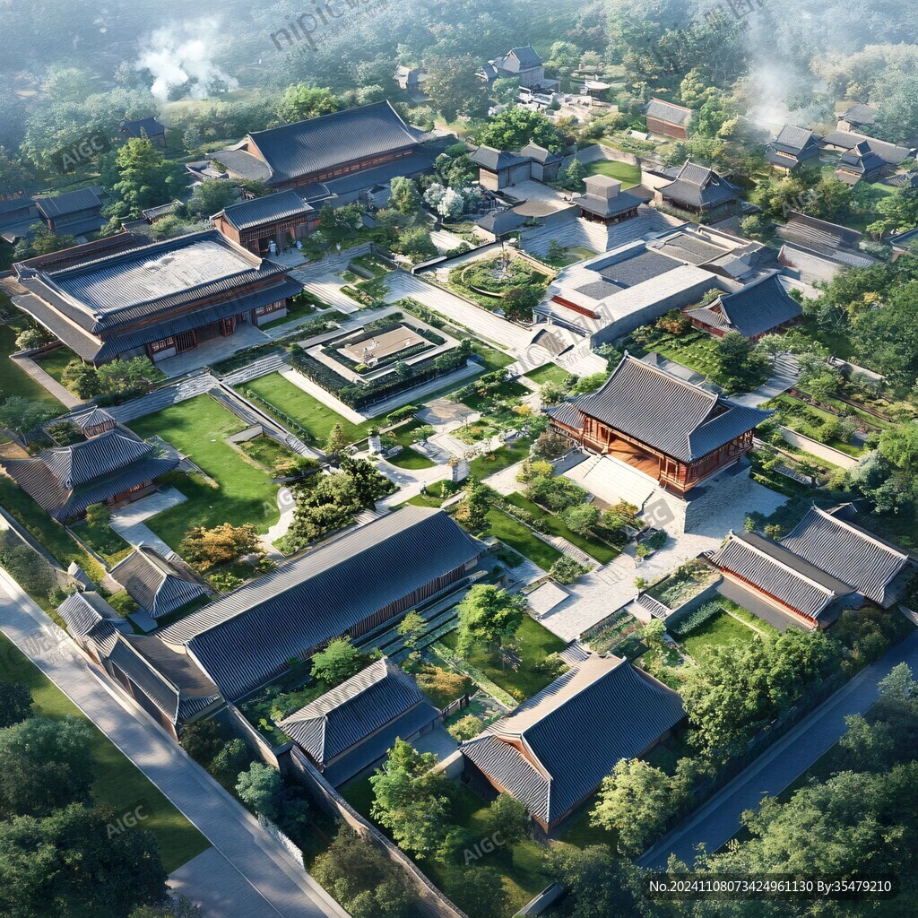 古建园林鸟瞰图