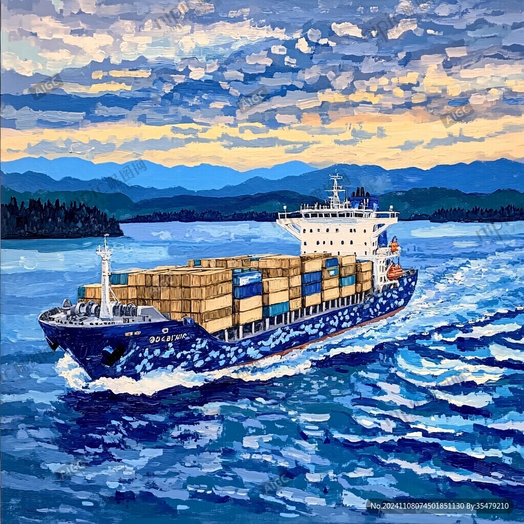 船舶水粉画