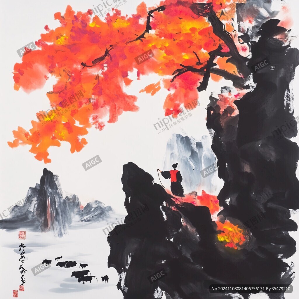 秋色水墨画