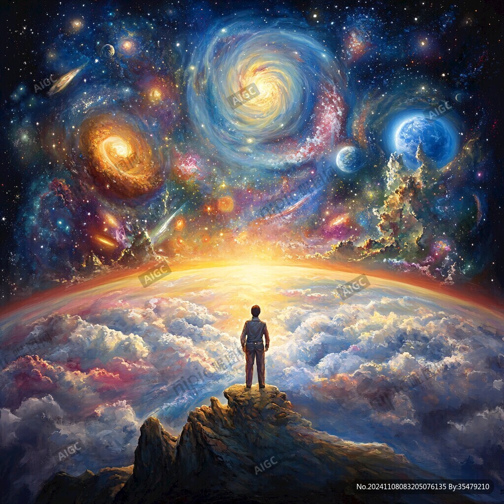 在超现实空间里的人