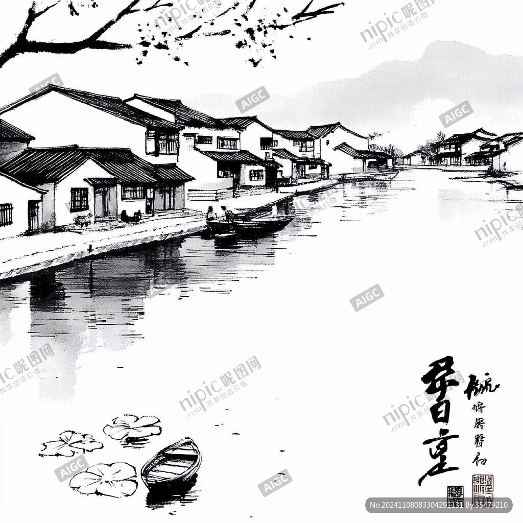 水墨江南画芯