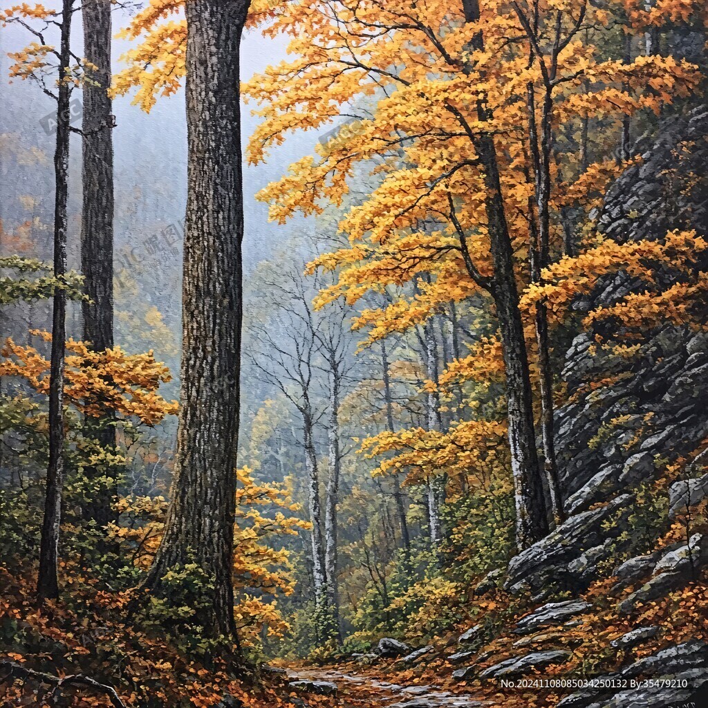 秋天美景秋天森林画